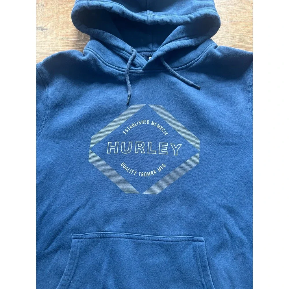 Hurley Men’s Graphic Fleece Lined Hoodie Blue Size Large L - Picture 2 of 5
